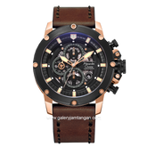 Alexandre Christie AC 6564 MC Brown Rosegold Chronograph Leather Strap